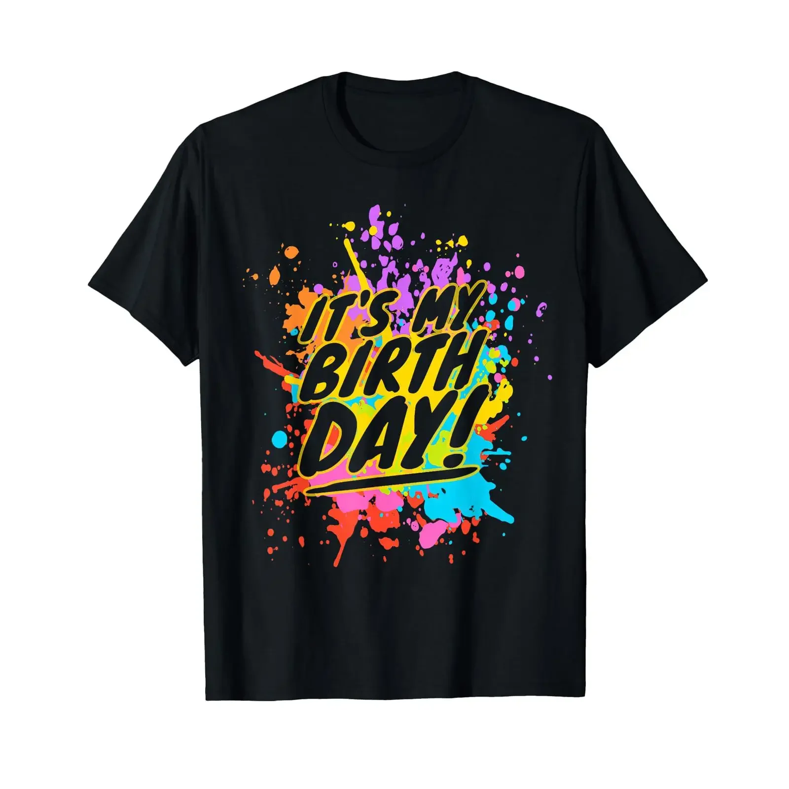 It's My Birthday Paint Splatter Kids Girls Boys Artist T Shirt vintage Washed Unisex homme streetwear Casual graphic