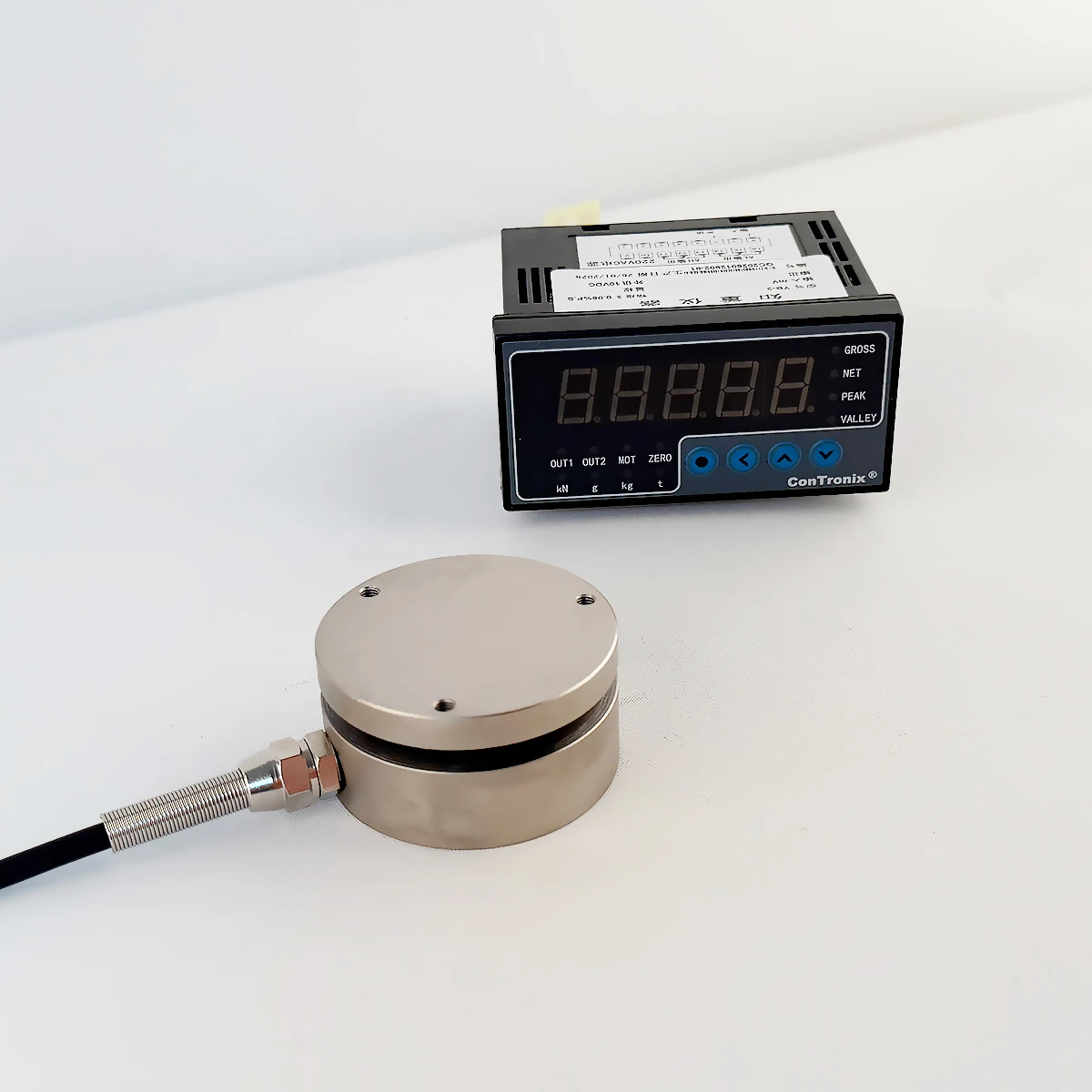 Smart Digital Force Indicator Controller and Round Tension Compression Load Cell Kit with Mounting Bracket