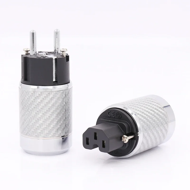 

Carbon Fiber EU Mains Power Plug IEC Plug Rhodium Plated Connector hifi