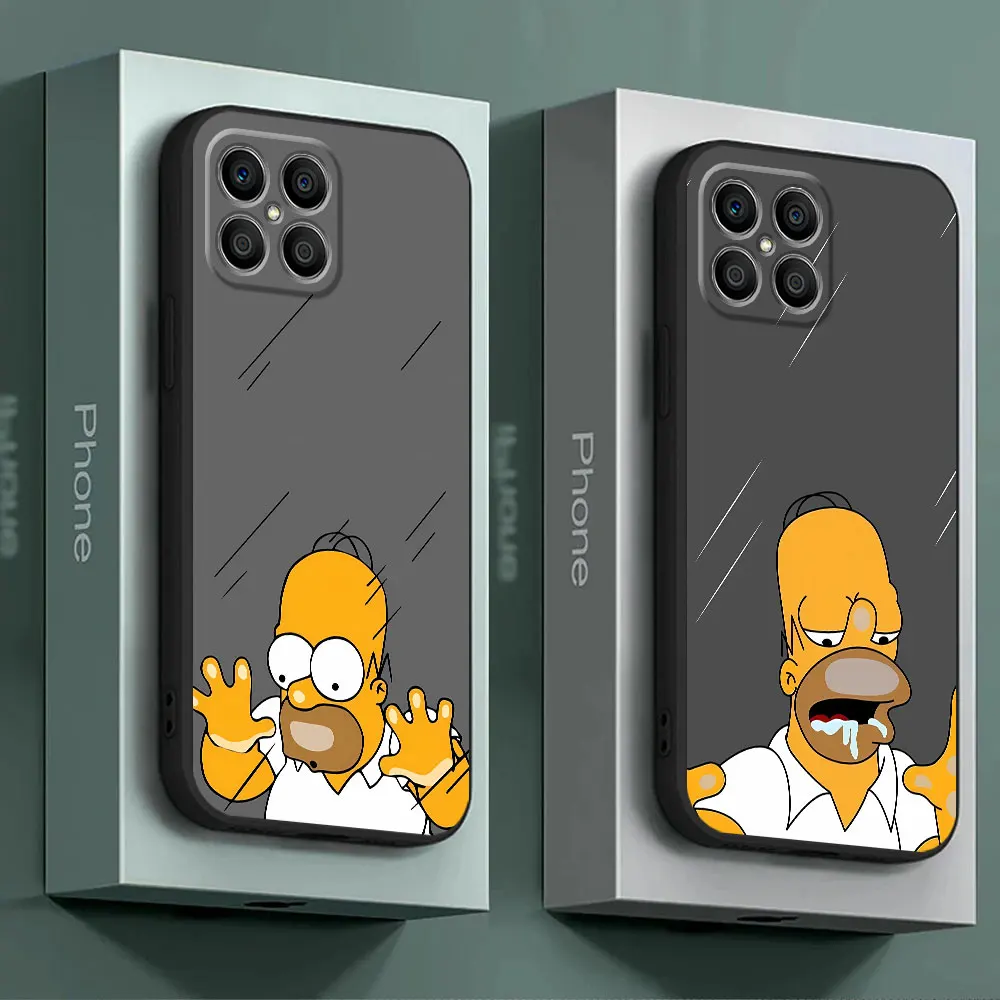 Disney Funny Simpsons Case for Honor 8X 90 Pro 70 Lite 20 X6 X6a 4G X7 X8 X8a X9a 5G Black Soft Armor Shockproof Cover