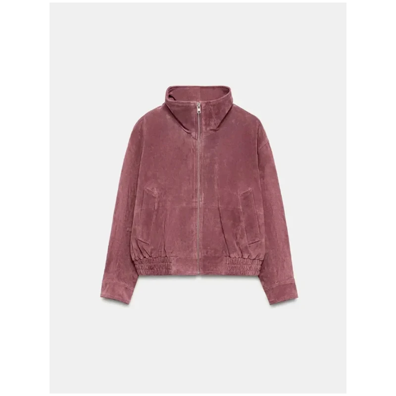 Supplier photo of The Stand-Collar Suede-Touch Jacket