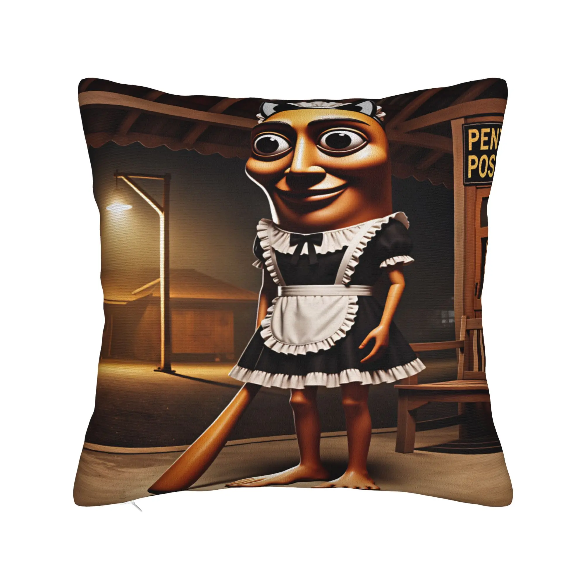 Tung Maid Outfit Character Baseball Bat Night Pillowcases Cute Funny Pillow Case For Sofa Couch Bed Living Room Pillow Cover