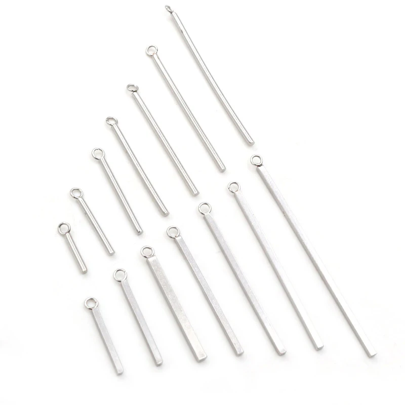 20pcs 10 15 20 25 30 35 40 50mm 스테인리스 직사각형 스트레이트 튜브 귀걸이 결과 쥬얼리 목걸이 펜던트 매력