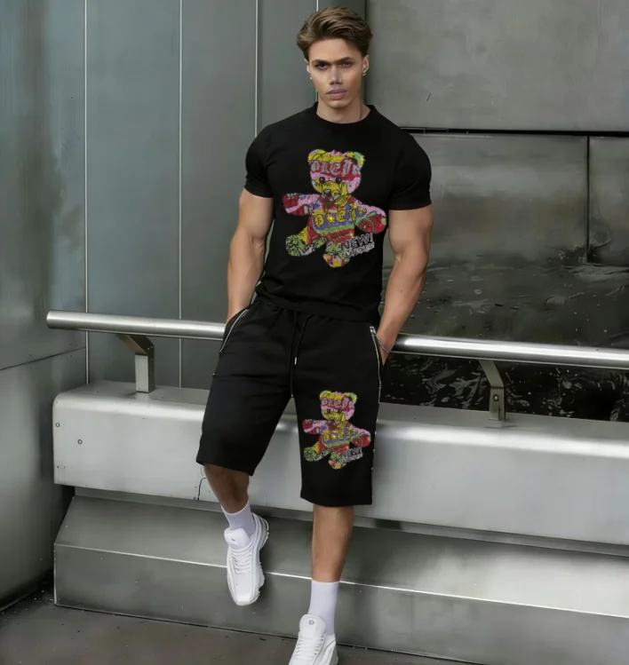 

Man Designer Rhinestone hip hop design luxury design two pieces set outfit tracksuit drop shipping Tops men's gifts
