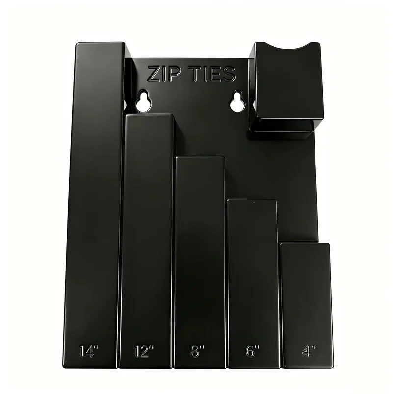 5-Slot Wall Mount Cable Tie & Tool Organizer, Holds Multi-Size Cable Ties for Garage Workshop