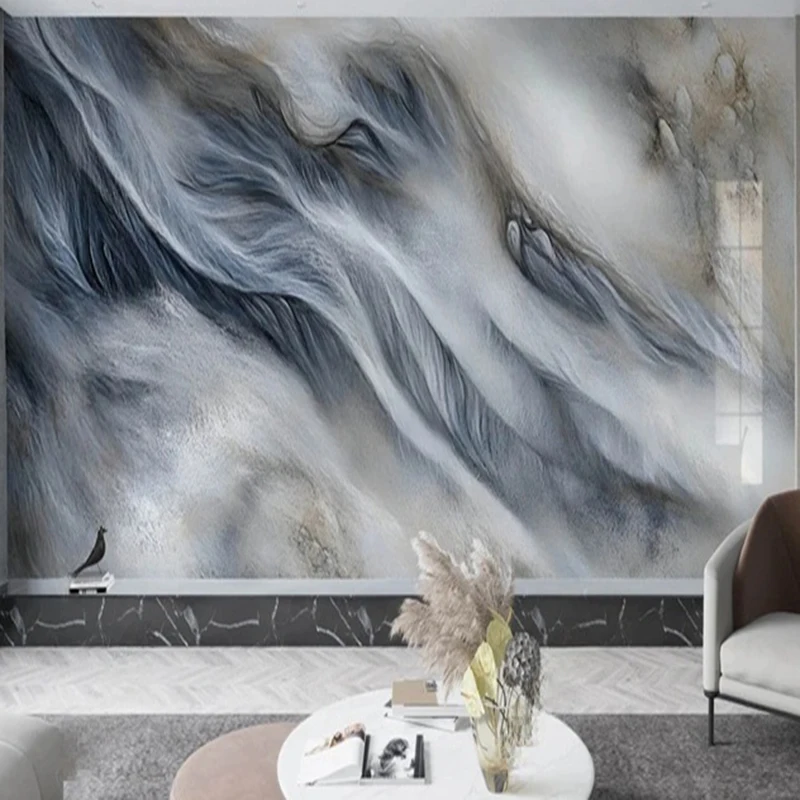 Modern Marble Texture Custom Wallpaper Abstract Feather Murals for Living Room Bedroom Office Decor Background Papier Peint