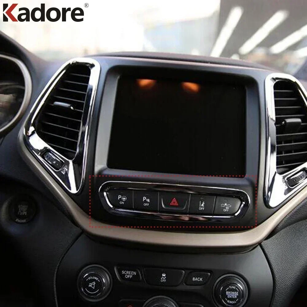 ABS Chrome Emergency Light Button Moulding Frame Cover Trim Car Interior Accessories For Jeep Cherokee 2014 2015 2016 2017 2018