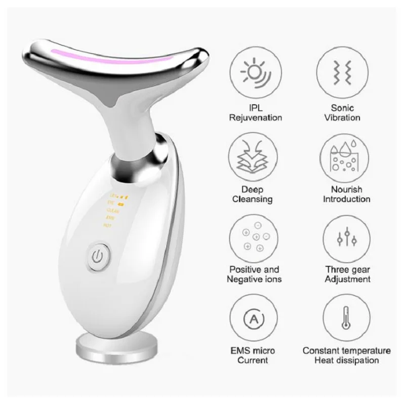 Beauty Neck Face Device LED Photon Therapy Neck Skin Tighten and Lifting Massager Double Chin Reducer Wrinkle Remover Skin Care