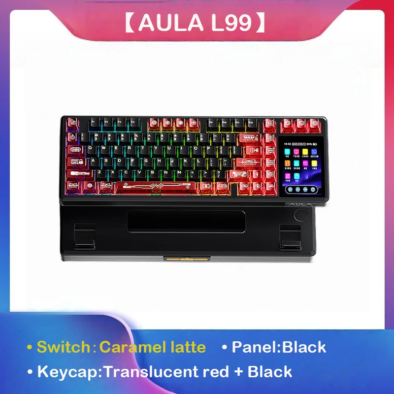 AULA L99 Intelligent Screen Mechanical Keyboard Bluetooth Wireless Tri-mode Night Gaming Laptop Keyboard 8000mAh Raindrop Switch image 3