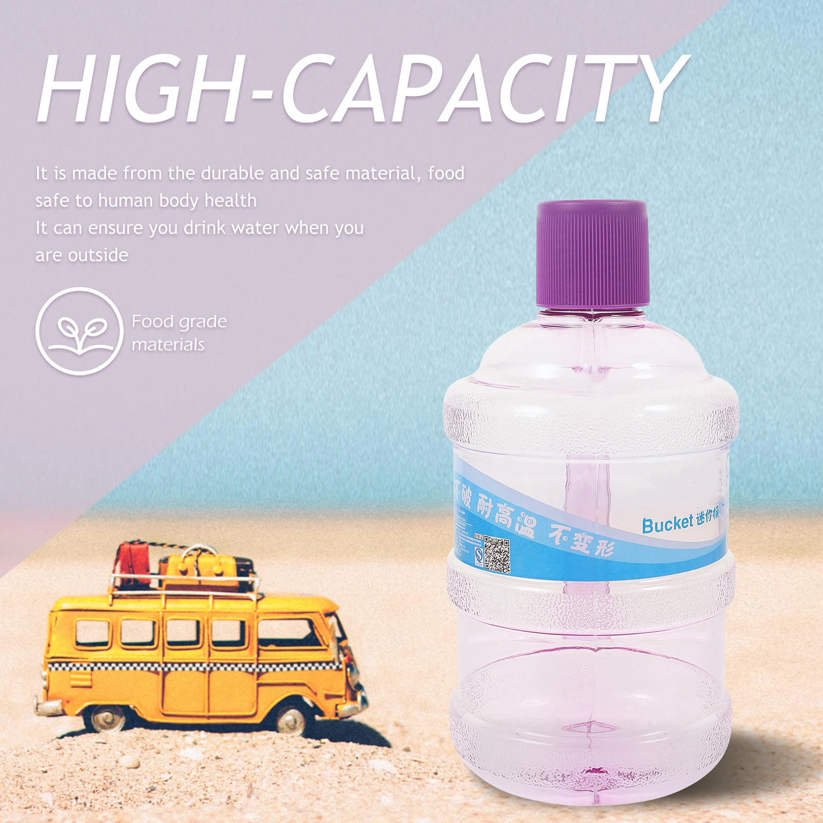 

Portable Sports Water Bottle Large Capacity Thickened Body Stable Base Anti-Fall Outdoor Fitness Camping Water Jug Convenient