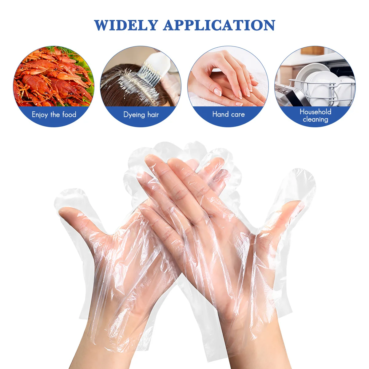 

100pcs Disposable Food Handling Gloves Transparent Pe Polyethylene Safety Gloves For Kitchen Cooking Cleaning Use