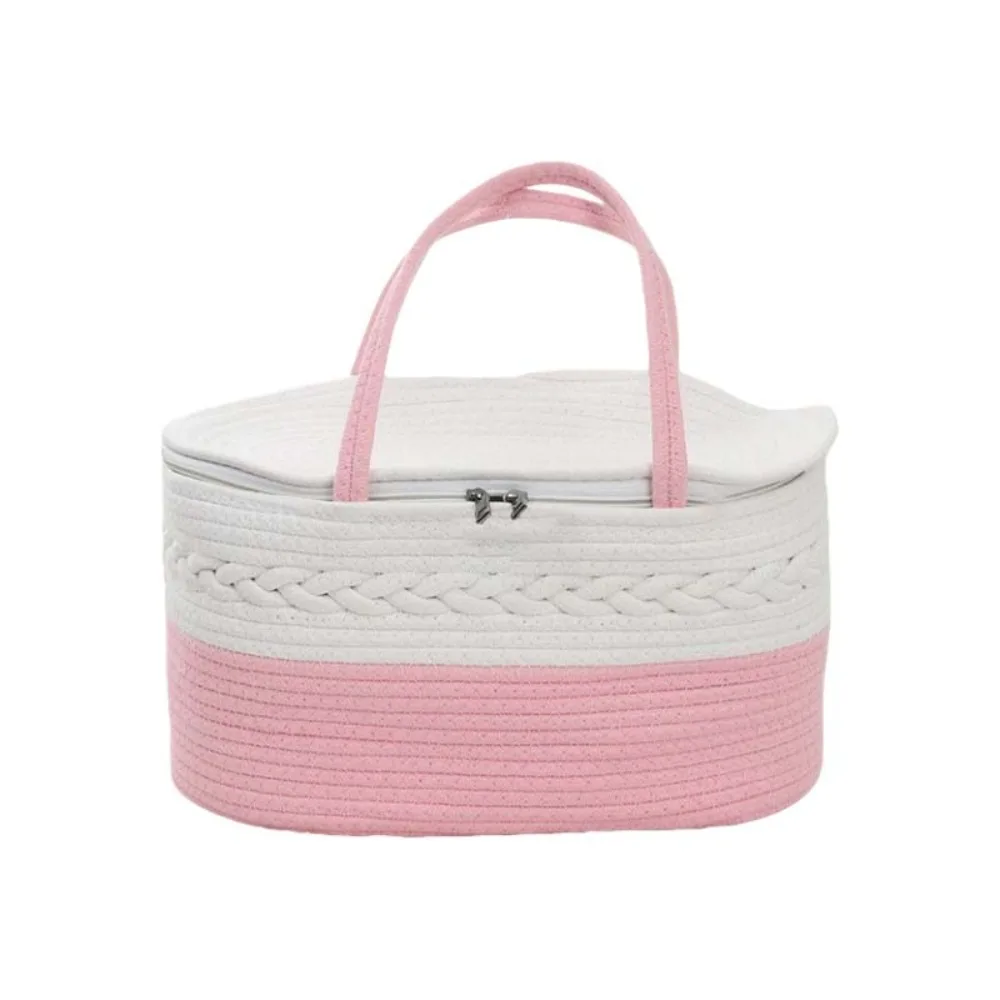 Cotton Thread Rope Mummy Handbag Divided Into Compartments for Diaper/ Storage Diaper Storage Basket Tote Bag Shopping