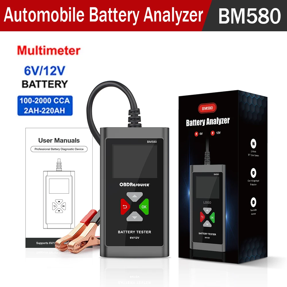 

6V/12V Battery Capacity Tester Car Battery Tester Auto Tools Mechanical Universal Car Accessories For Garage Workshop BM580