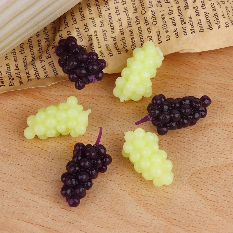 Juego de 6 Piezas de Uvas Moradas y Verdes en Miniatura para Casa de Muñecas 1:12, Accesorios de Comida para Casa de Muñecas, Juguetes