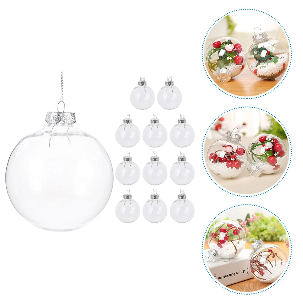 10/12 pçs bola transparente de natal plástico fillable bauble 8-10cm árvore de natal pendurado ornamentos decoração festa de casamento caixa de presente