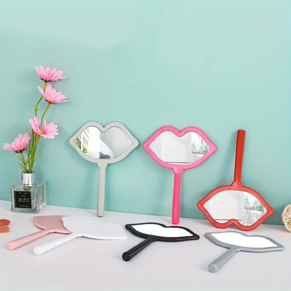 

Kawaii Handheld Mirror Simple Plastic Unique Lip Shape Mirror Travel Size Decorative Portable Mirror Students