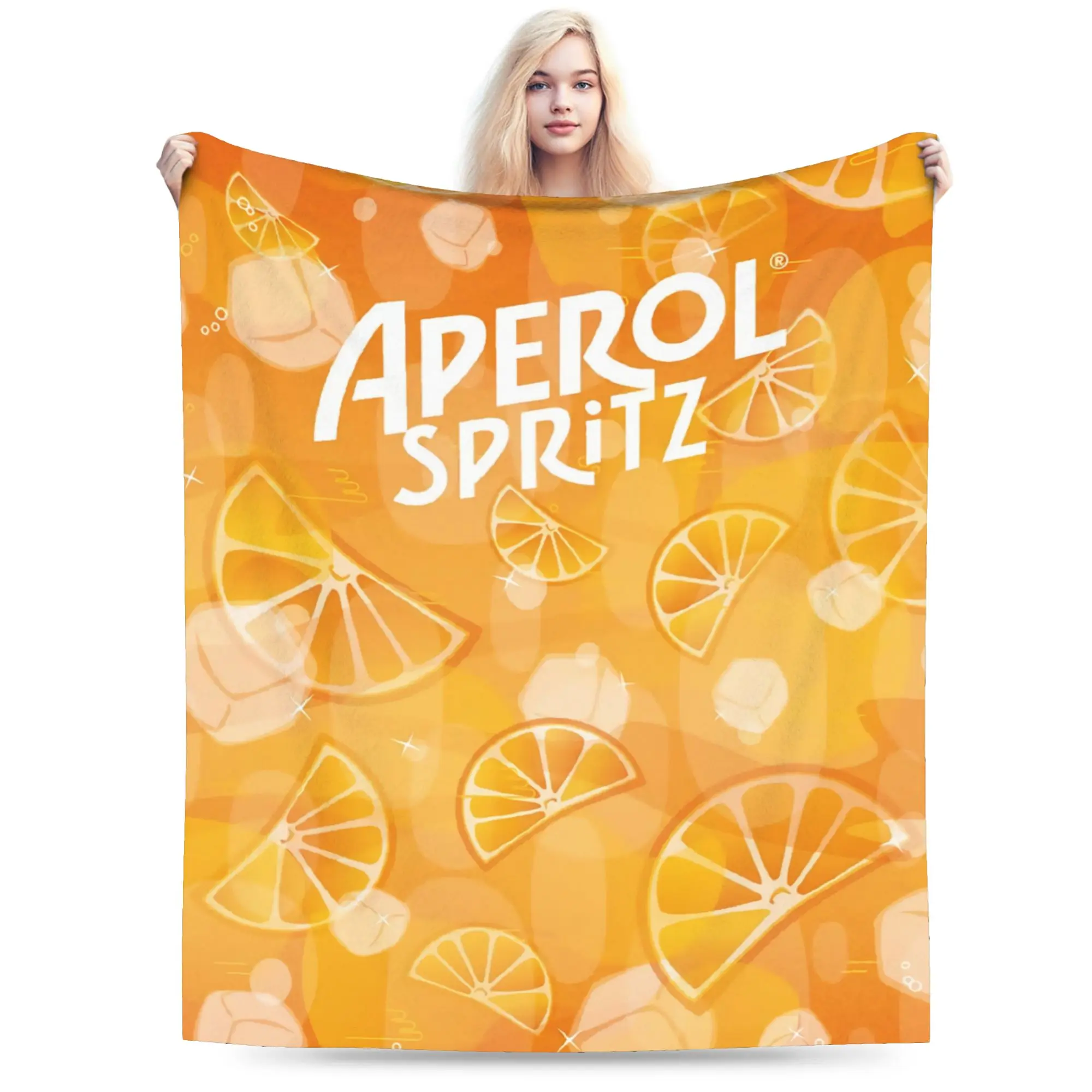 Custom Aperols Spritz Drink Cocktail Blanket 3D Printed Soft Flannel Fleece Warm Throw Blankets for Office Bed Sofa Bedspreads