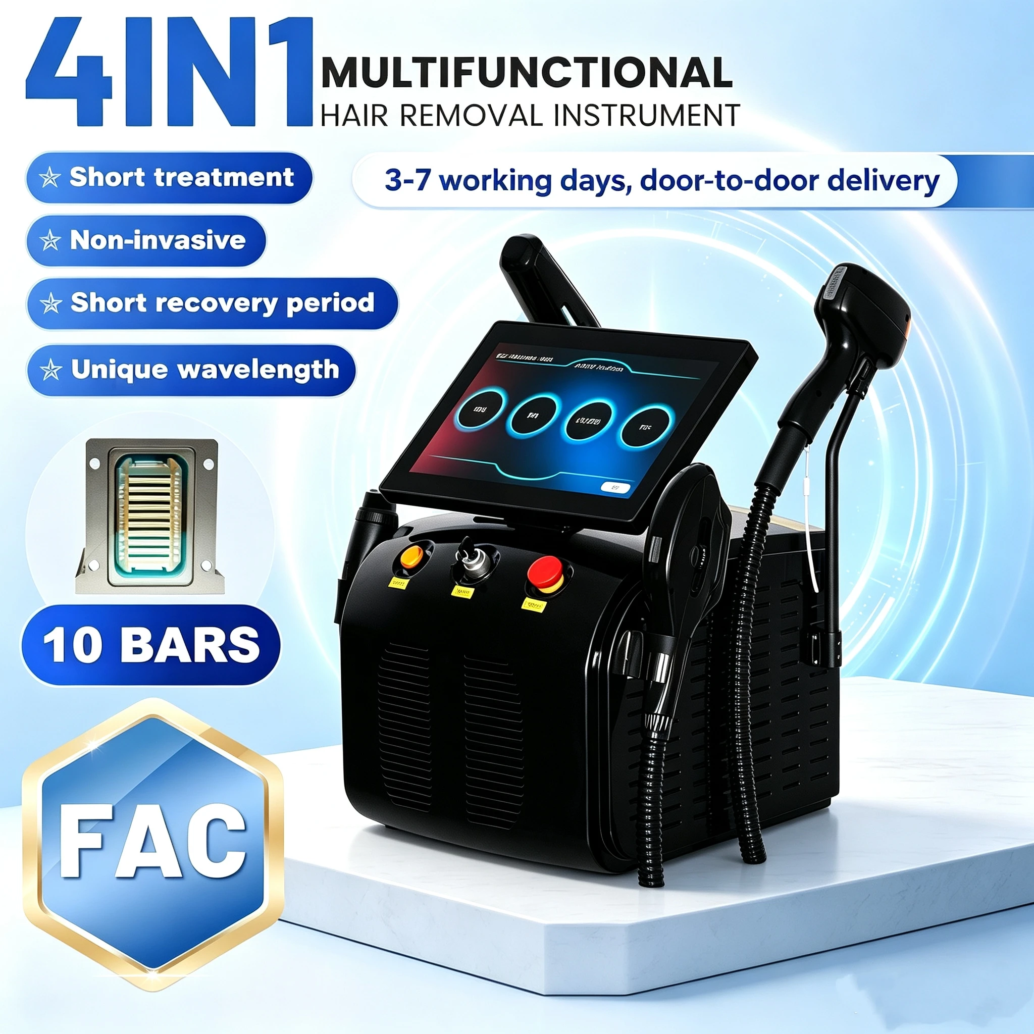4in1 Ice Platinum Diode Laser Hair Removal Machine 755 808 940 1064nm 4 Wavelength ND YAG Machine Painless Hair Removal