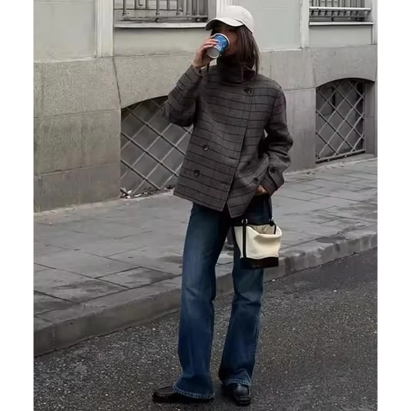 

2026 весенне-осенняя женская уличная куртка с длинным рукавом, двубортные куртки для женщин, повседневная новая верхняя одежда