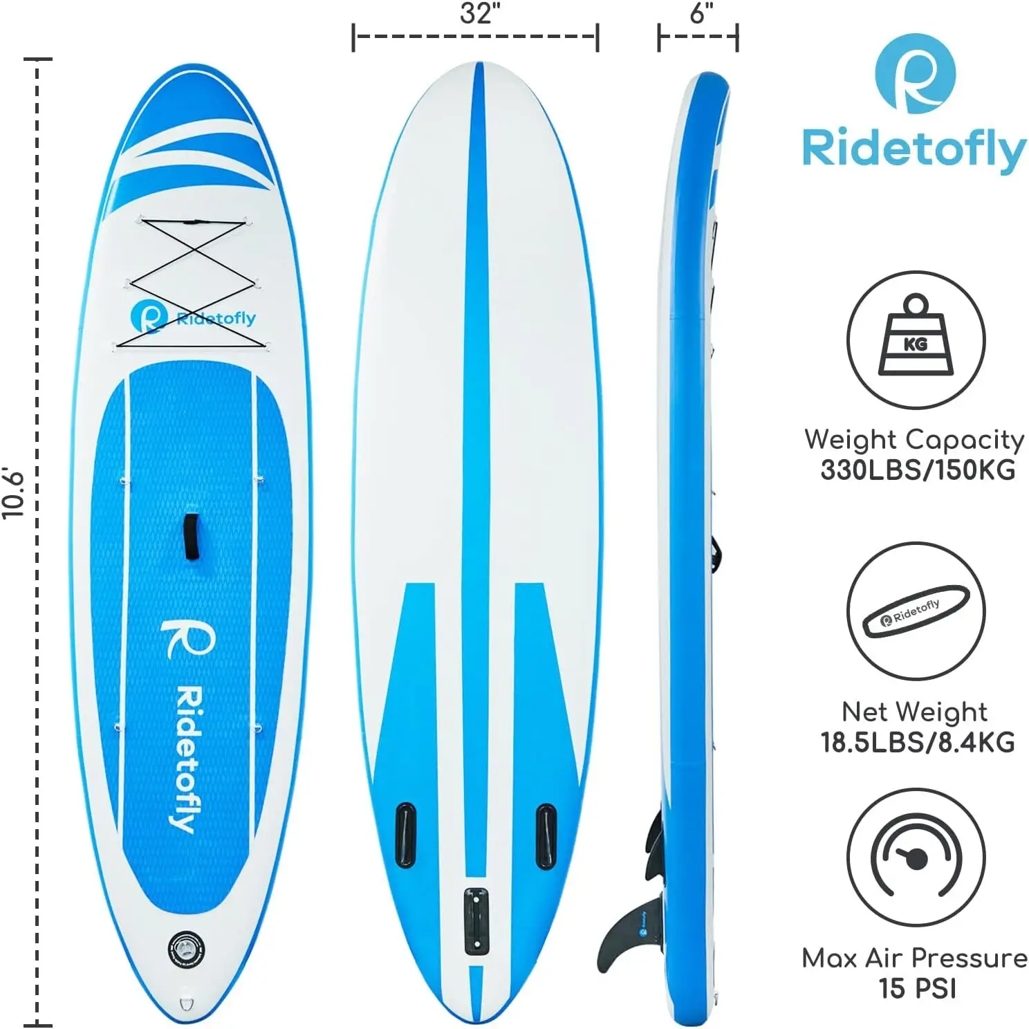 Stand Up Paddle Board 10.6'x32 x6, Inflatable SUP with 12pcs Accessories, Adjustable Paddles, Detachable Seat.