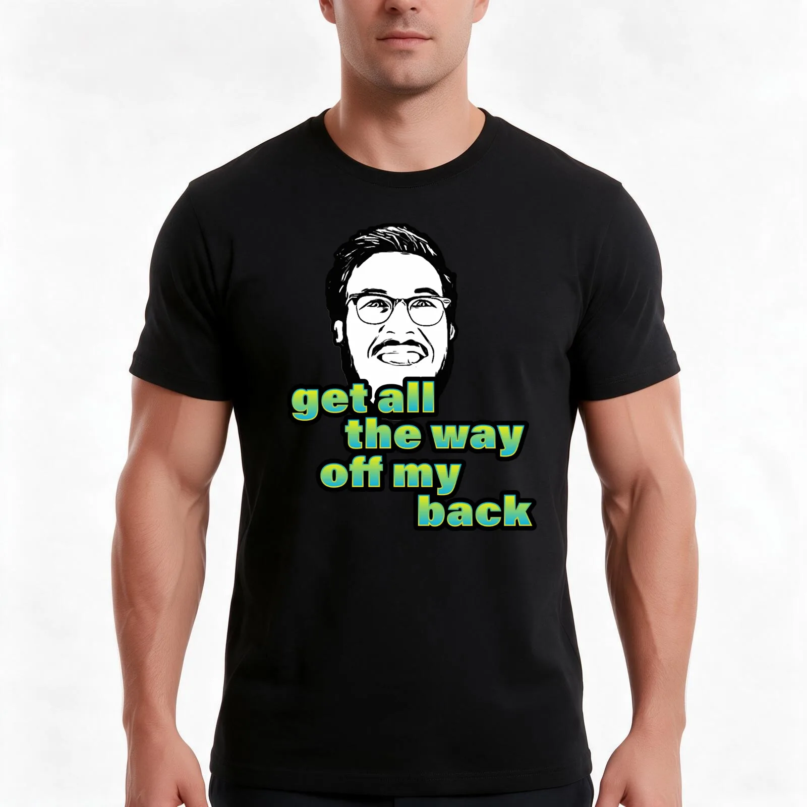 Pitch Meeting - Get all the way off my back - BLUE YELLOW T-Shirt, Summer Casual Cotton Tee, Oversized Streetwear Tops