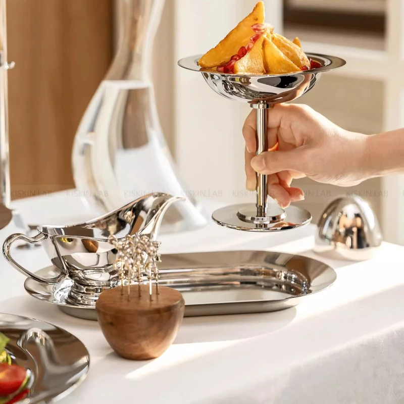 

Stainless Steel Pudding Dessert Cup Luxury Afternoon Tea Serving Tray Ice Cream Bowl Model Home Display Decor Modern Pastry Tray