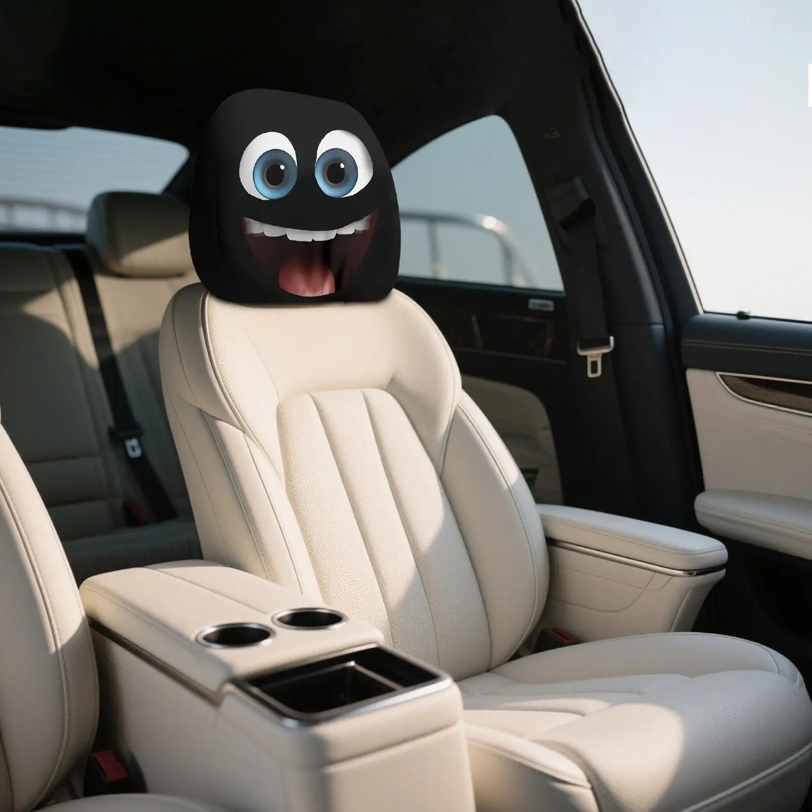 غطاء مسند رأس السيارة مكون من قطعتين عيون كبيرة، واقي مسند رأس مقعد السيارة المرن، أغطية مسند الرأس المرنة لتزيين الهالوين #4