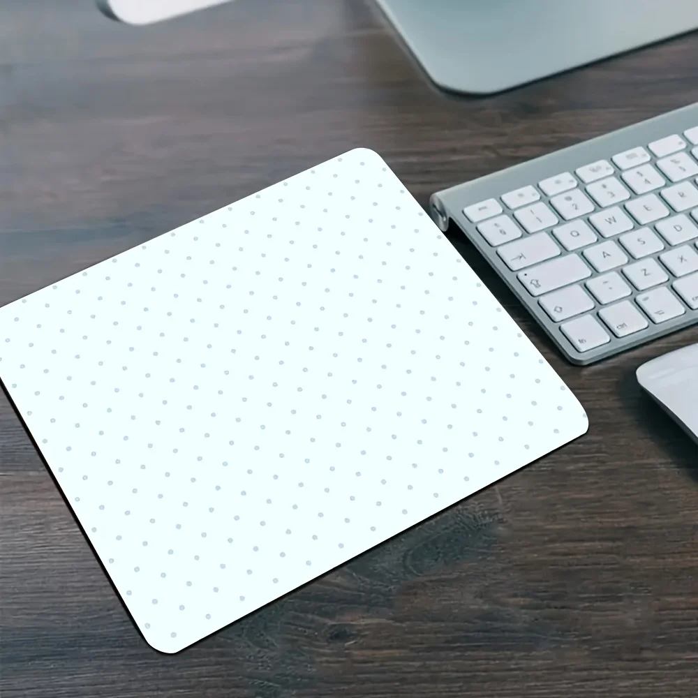 Cute Light Blue Polka Dot Large Desk Mat, Non-Slip Rubber Mouse Pad with Stitched Edges, Aesthetic Minimalist Keyboard Pad