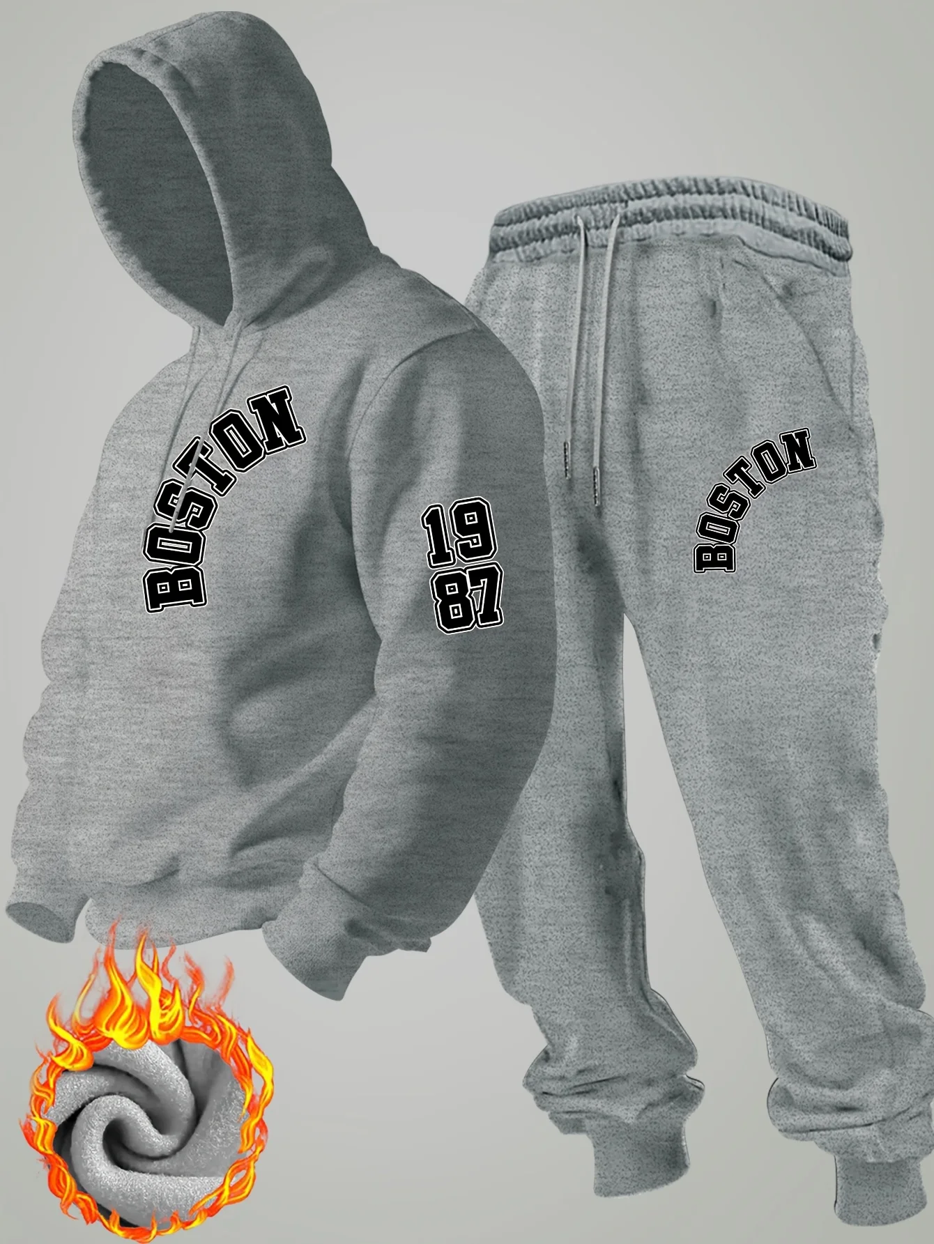2026 new Men Winter Fleece Hoodie Tracksuit Y2K Streetwear Fashion Minimalist Sweatshirt & Pants Set