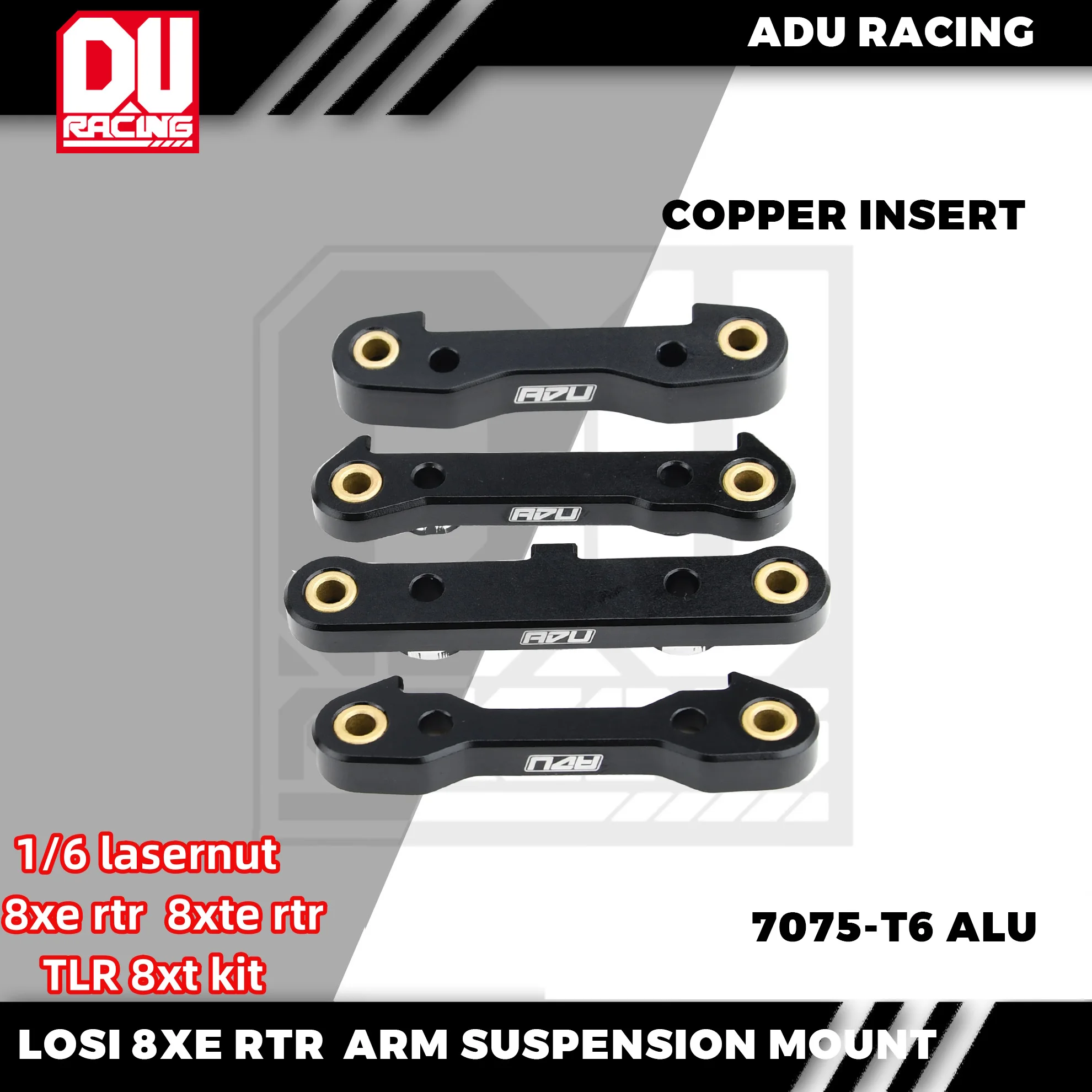 ADU RACING SUSPENSION MOUNT CNC 7075-T6 ALUMINUM FOR LOSI 8XE 8XTE RTR 1/6 8IGHT-X SUPER LASERNUT