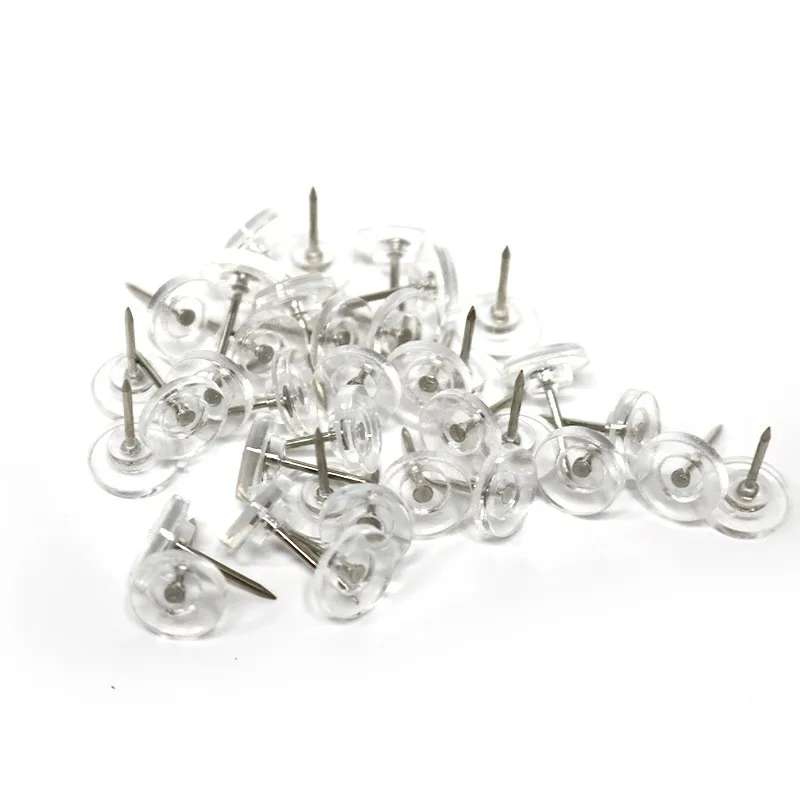 163 pcs Flat Head Push Pins for Photo Picture Pinning, Transparent Flat Head, Compact Discrete Design