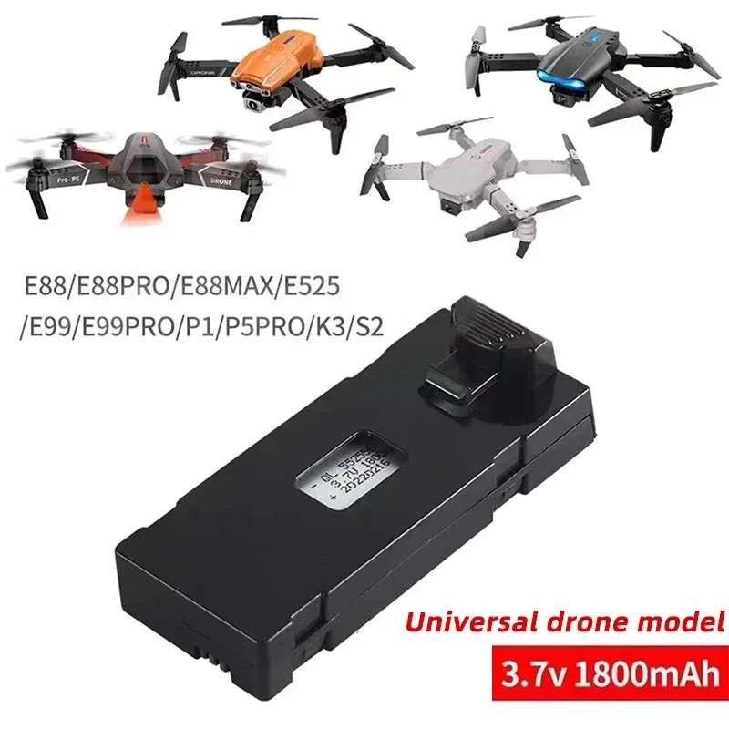 Batería de litio para Dron E88 E88PRO Ls-E525 E525, 1800mAh, 3,7 V, para E88MAX E99 E99PRO P1 P5PRO K3 S1 P8 Mini Uav RC