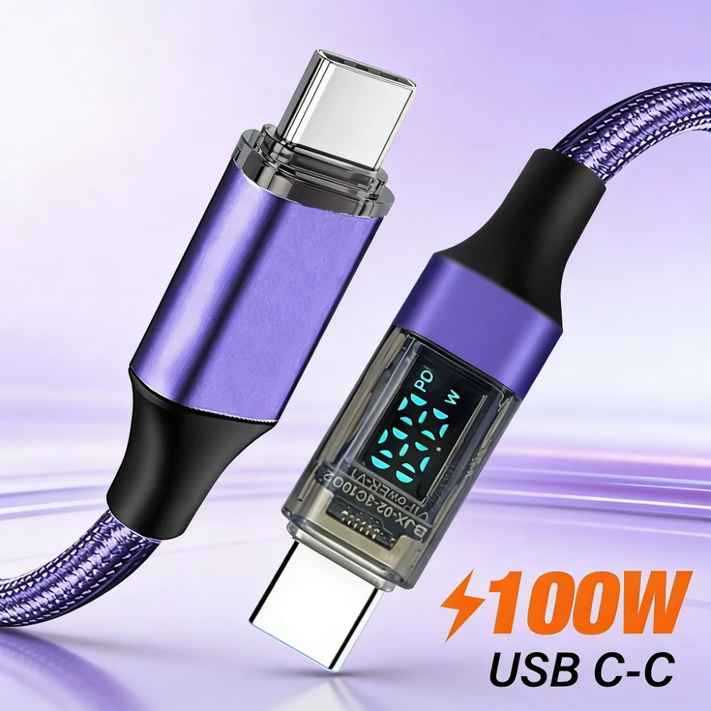 100W USB C Cable PD Fast Charging Phone Charger Data Cord For iPhone Samsung Xiaomi Huawei Type C To Type C Quick Charge Cable