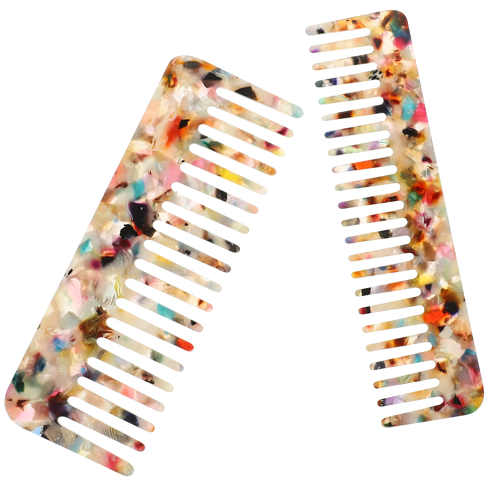 2 قطعة مشط لفك تشابك الشعر من الرخام ذو أسنان واسعة، حجم صغير، تدليك مريح لفروة الرأس للشعر المجعد المستقيم والسفر إلى المنزل #3