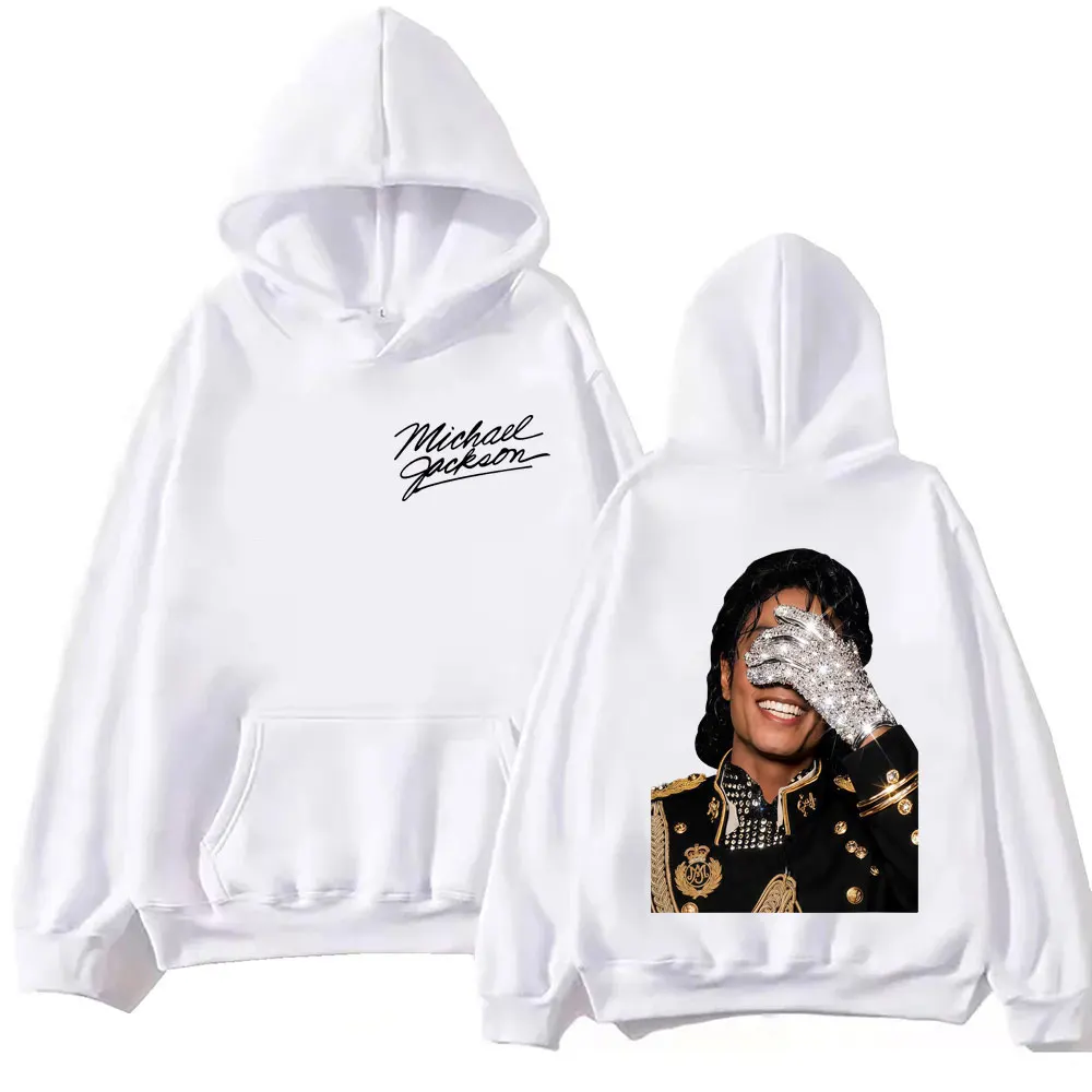 2026 New Unisex Oversized Hoodie Michael Jackson Signature Front Portrait Back Print Streetwear AutumnWinter Pullover Sweatshirt