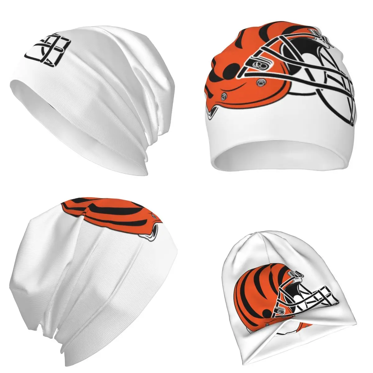 Stripe Bengals-of-Cincinnati Helmet Warm Knitted Cap Hip Hop Bonnet Hat Autumn Winter Outdoor Beanies Hats for Unisex Adult