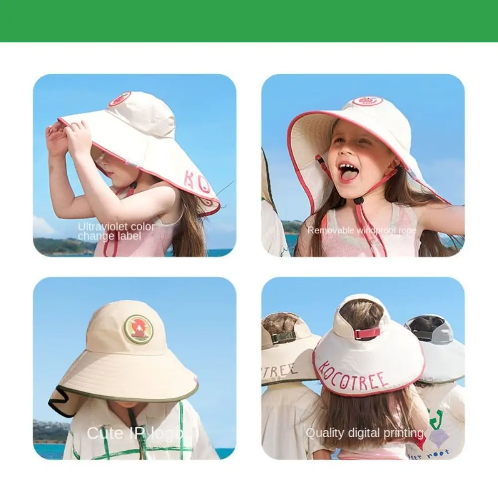 New Sun-Shade Fisherman Hat Children's Sun Protection Hat Camping Cap with Cape Sun Hat with Whistle Adjustable Beach Hat