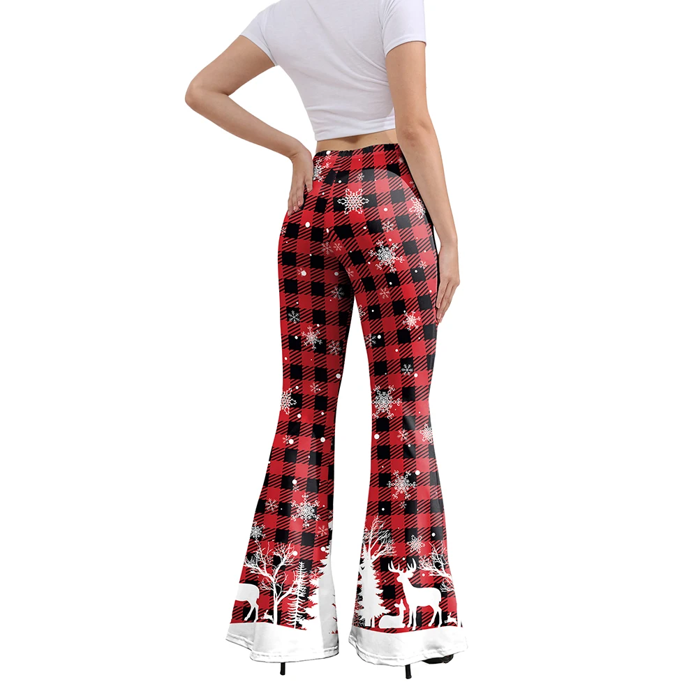 여성용 체크무늬 루즈핏 파자마 바지 크리스마스 잠옷 바지 라운지웨어 슬립 라운지 팬츠