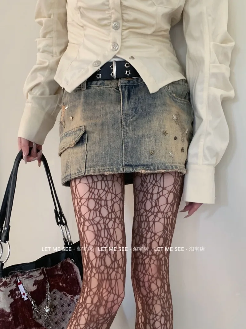 Irregular Weave Fishnet Stockings Japanese Y2K Subculture Sexy Hot Girl Mesh Hollow Out Stockings Cool Slimming Leggings Ladies