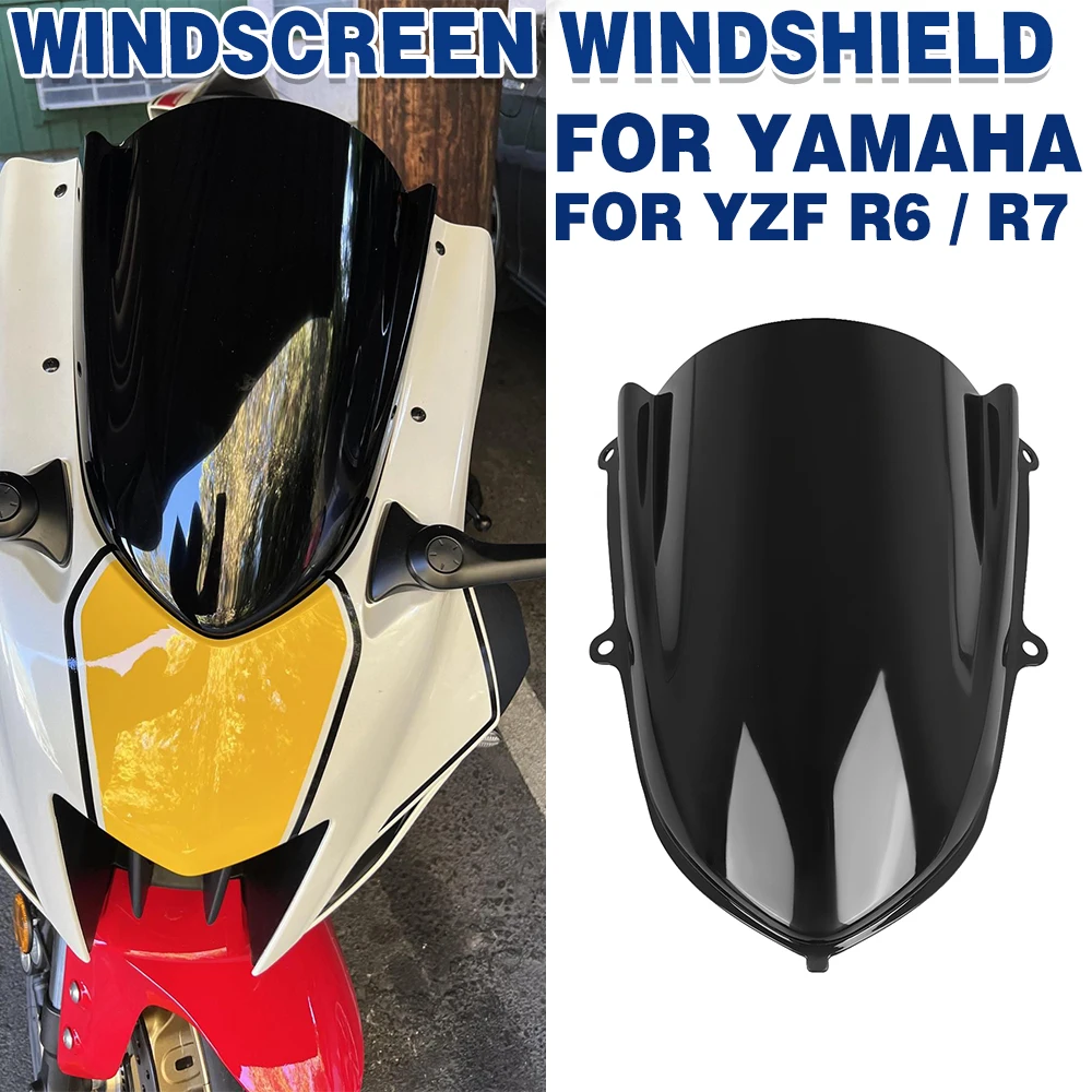 

Front Windshield Wind Deflector Windscreen Spoiler For Yamaha R6 YZFR6 2017-2024 R7 YZFR7 2021-2025 Double Bubble Spoiler Screen