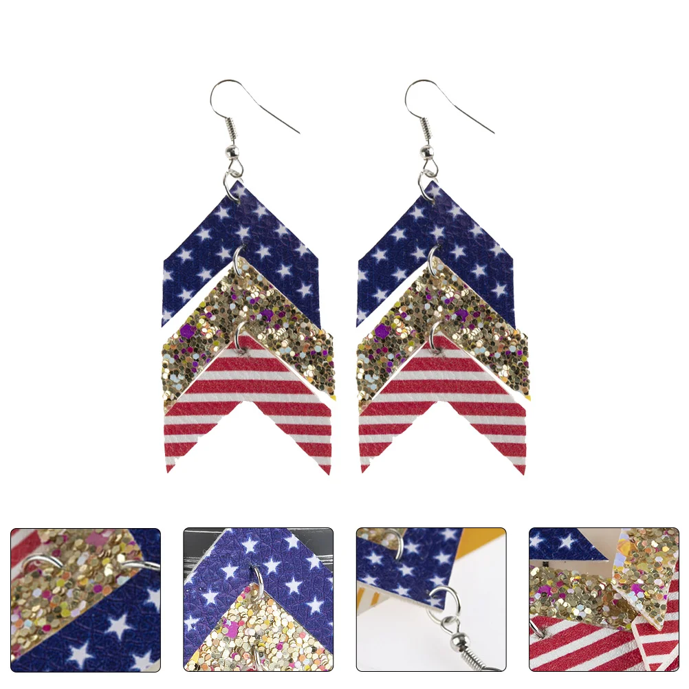 

1Pair Creative Flag Stripe Earrings Chic Decorative Ear Pendants For Women Unique Fashionable Danglers Simple Wearable