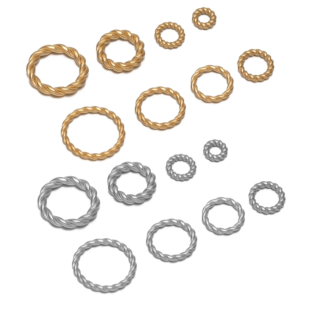 20pcs Stainless Steel Seamless Twisted Rings Braided Circle Connectors Keychain Necklaces Bracelets Findings DIY Jewelry Making