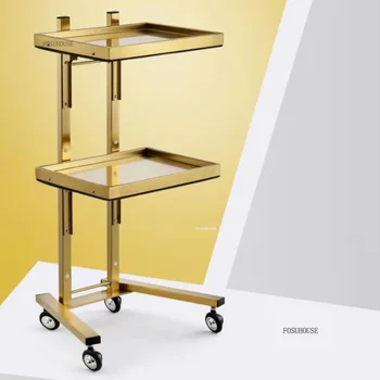 Stainless Steel Mobile Tool Cart For Salon Furniture Beauty Salon Perm Dyeing Trolley Barber Shop Luxury Folding Salon Trolleys