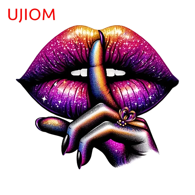 UJIOM Sexy Lips Shhh Wall Sticker Glamorous Seductive Waterproof PVC Decal Computer Cooler Transparent Storage Box Wallpapers