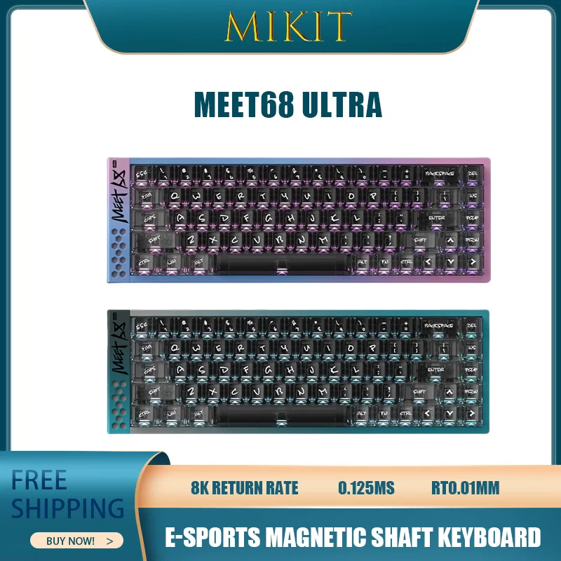 Mikit Meet68 Ultra Magnetic Shaft Keyboard Aluminium Alloy 8K RT0.01 0.125ms Omega Magnetic Axis Dedicated To FPS Games Gift