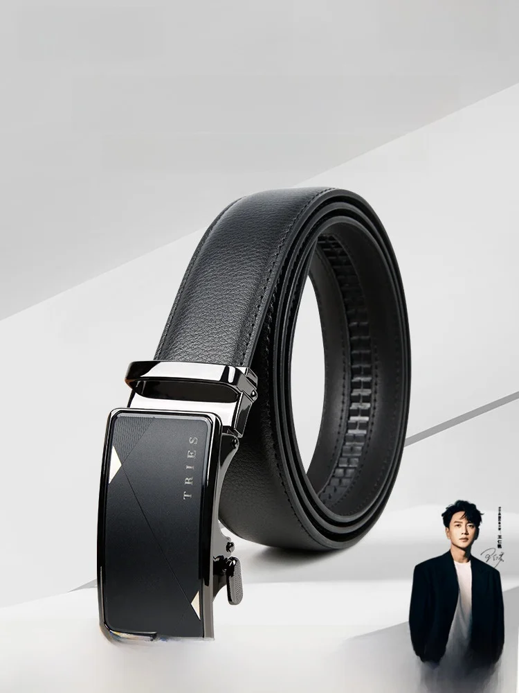 ビジネスカジュアル-自動バックル-レザーベルト-メンズ-ファッションブランド-新品-2024-tries-ウエストベルト-ユース-レイヤード-牛革