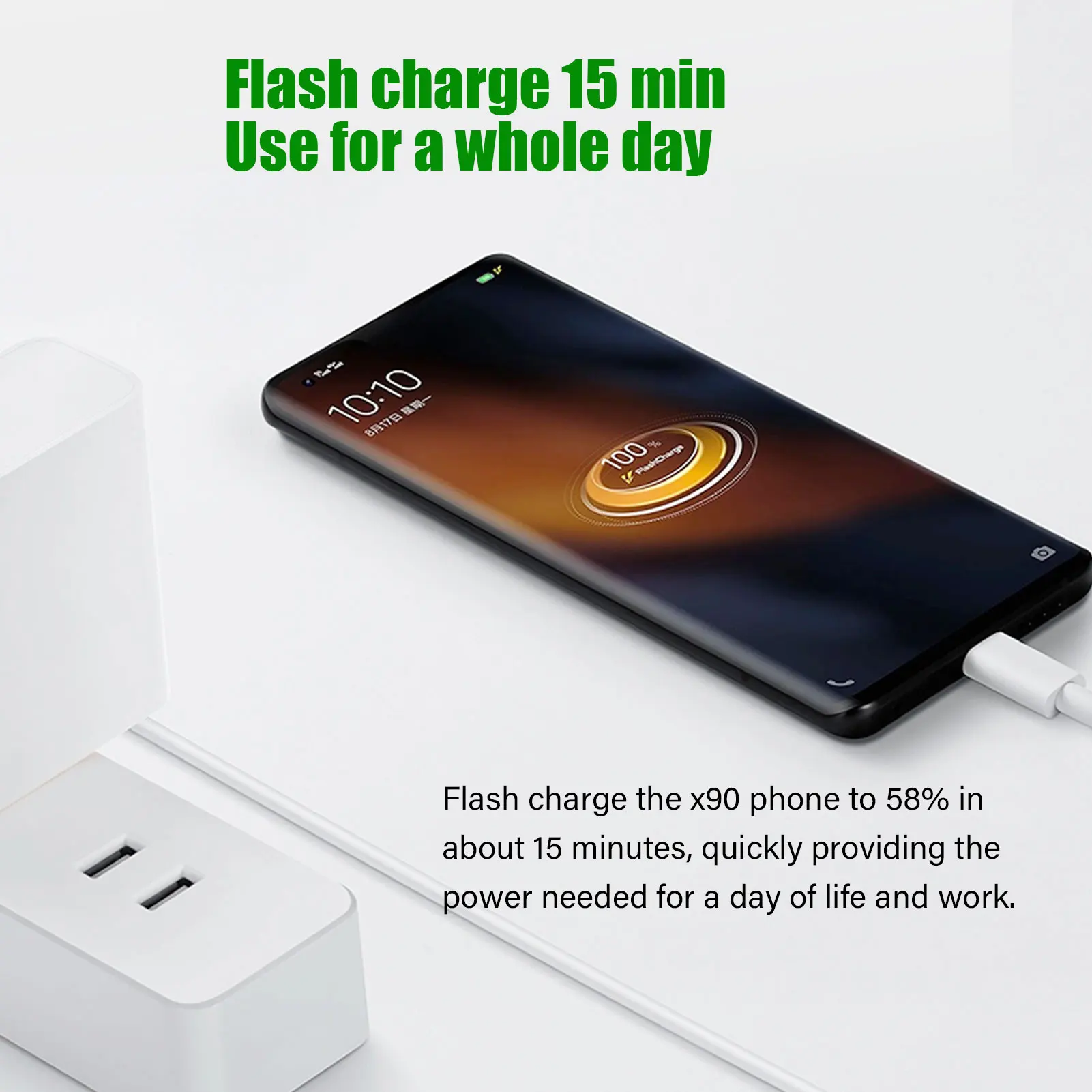 For VIVO fast charger 120W flash charger 44w USB C wall charger for Vivo V40 V30 X200 X100 Y20 Y93 iQOOZ9 travel charger socket