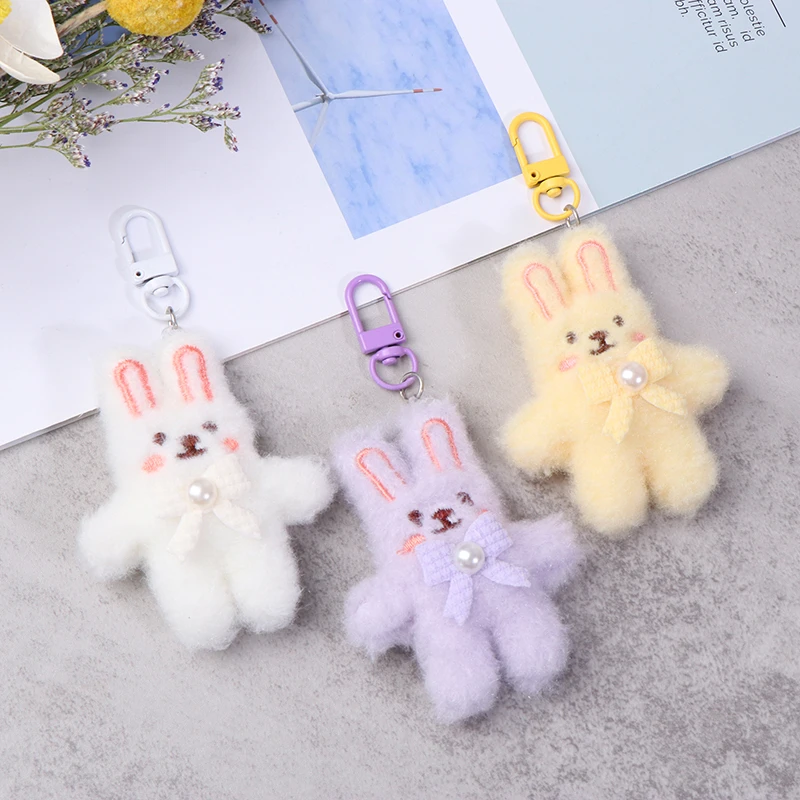 Bowknot Kaninchen Plüsch Anhänger Cartoon Hase Schlüssel bund weiche ausgestopfte Puppe Auto Schlüssel ring Rucksack Tasche Dekor