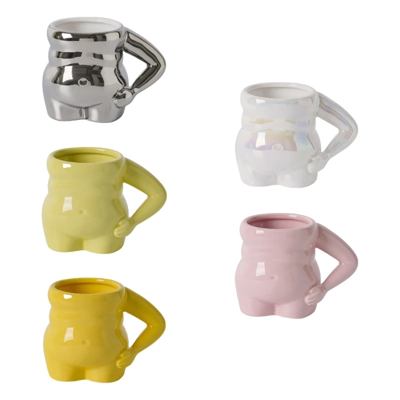 

N7MD Unique Belly Ceramic Mug Stable Drinking Cups for Hot and Cold Beverages