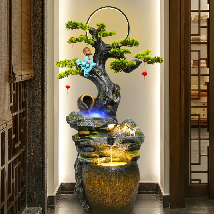 Little novice flowing water fountain lucky feng shui ornament living room balcony indoor home creative decoration